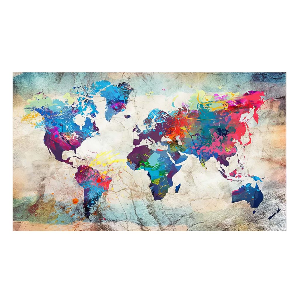 Tableau Déco Impression Sur Toile Intissée - Carte Du Monde - Réf. 020113-79 - Murando